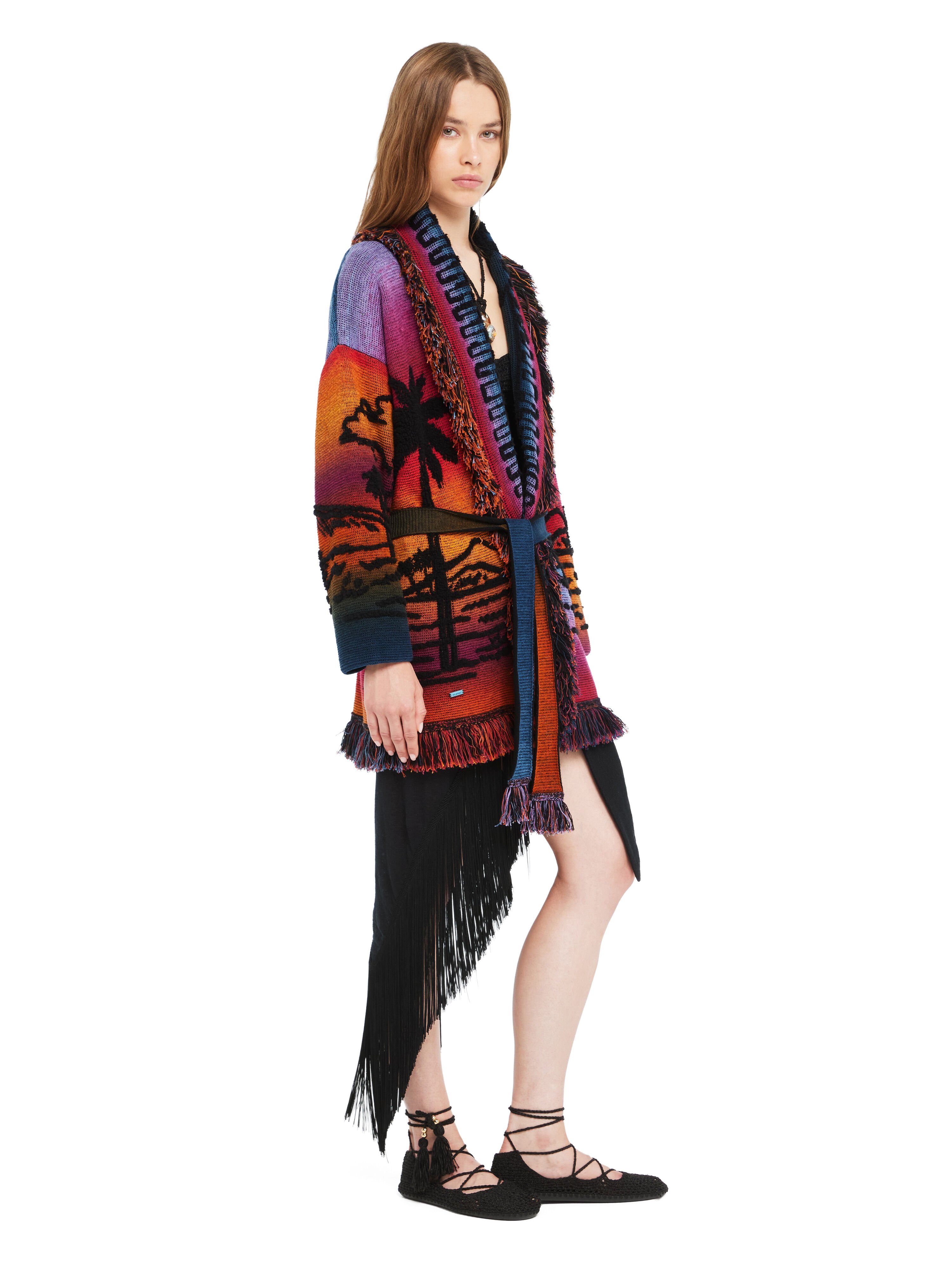 Alanui Sunset Stories Cardigan Black-Multicolor LWHB064R26KNI010
