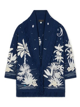 Alanui Postcard From Paradise Cardigan Deep Blue-White Pearl