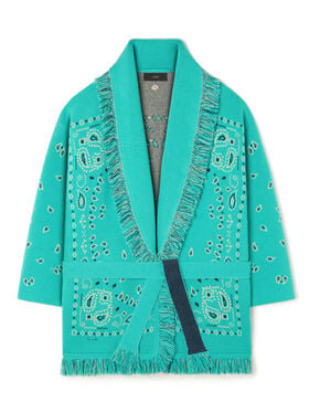 Alanui Bandana Jacquard Cardigan Reef-Deep Blue
