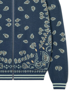 Alanui Bandana Piquet Jacquard Bomber Jacket Arbour-Light Blue