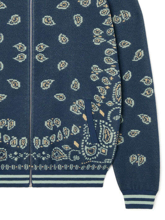 Alanui Bandana Piquet Jacquard Bomber Jacket Arbour-Light Blue LMHQ001R26KNI001 Alanui Bandana Piquet Jacquard Bomber Jacket Arbour-Light Blue LMHQ001R26KNI001