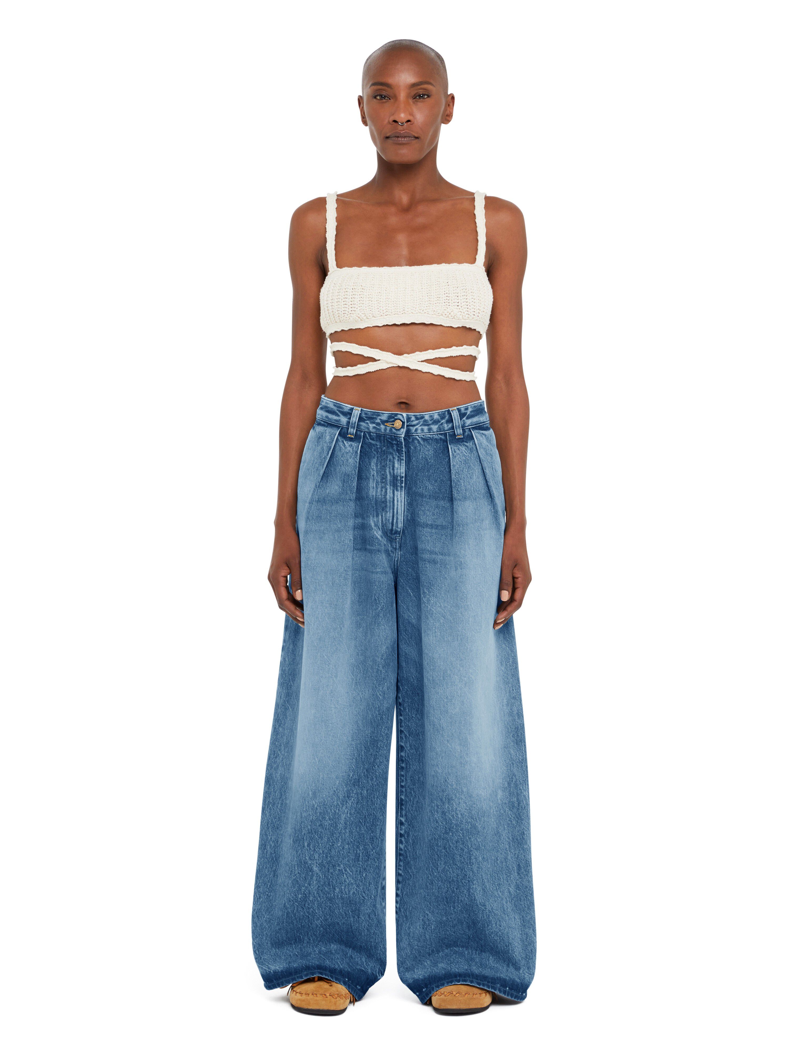 Alanui Sunny Crochet Denim Pants Medium Wash Blue Denim LWYB003R25DEN001