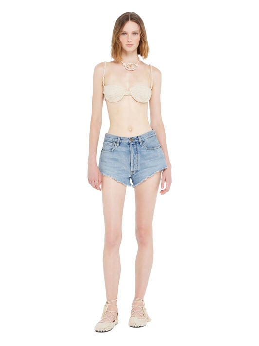 Alanui Island’S Diary Denim Shorts Light Wash Denim LWYC009R26DEN003 Alanui Island’S Diary Denim Shorts Light Wash Denim LWYC009R26DEN003