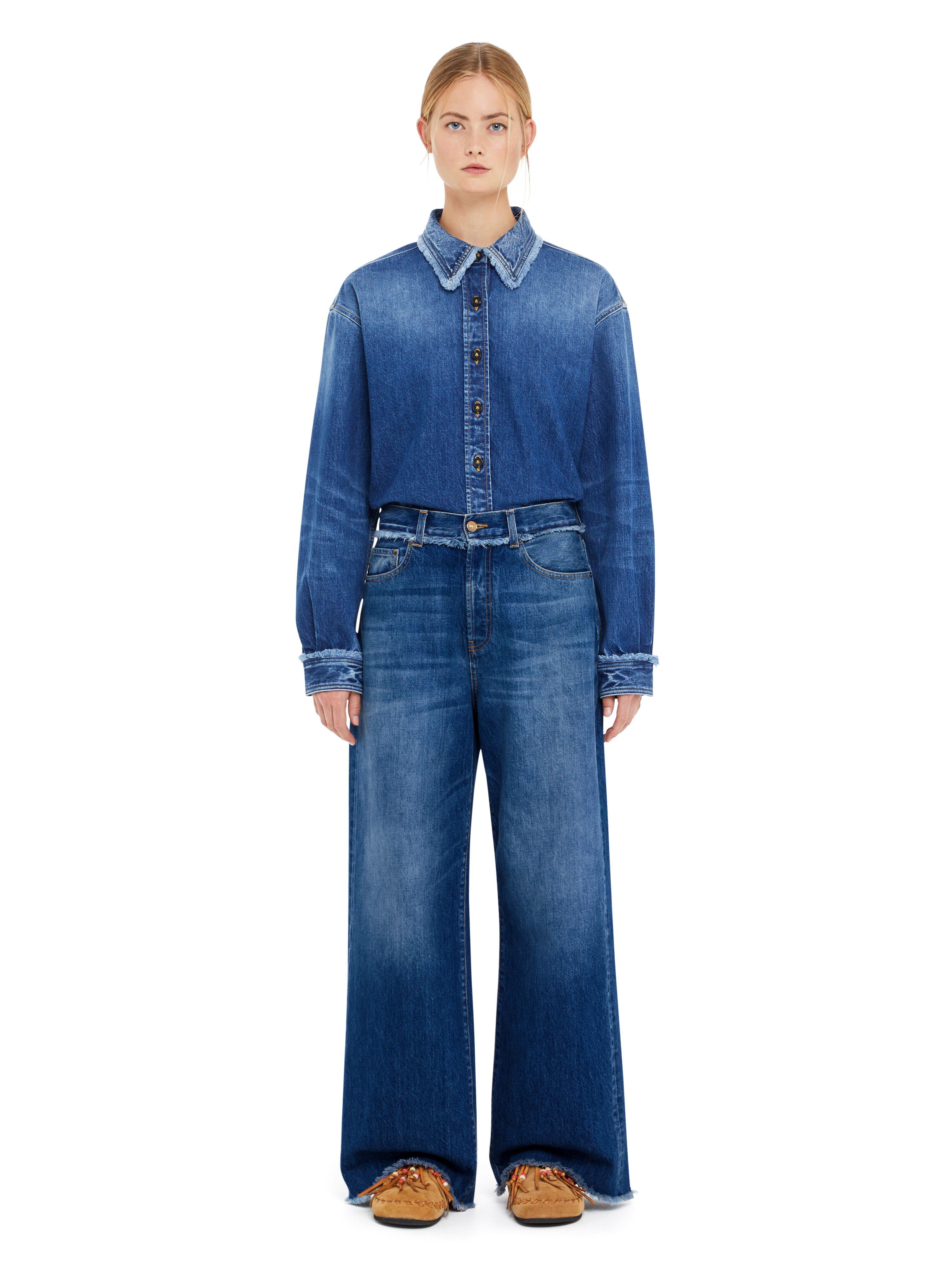 Alanui Fringed Relaxed Denim Pants Dark Wash Blue Denim LWYA01AR25DEN001