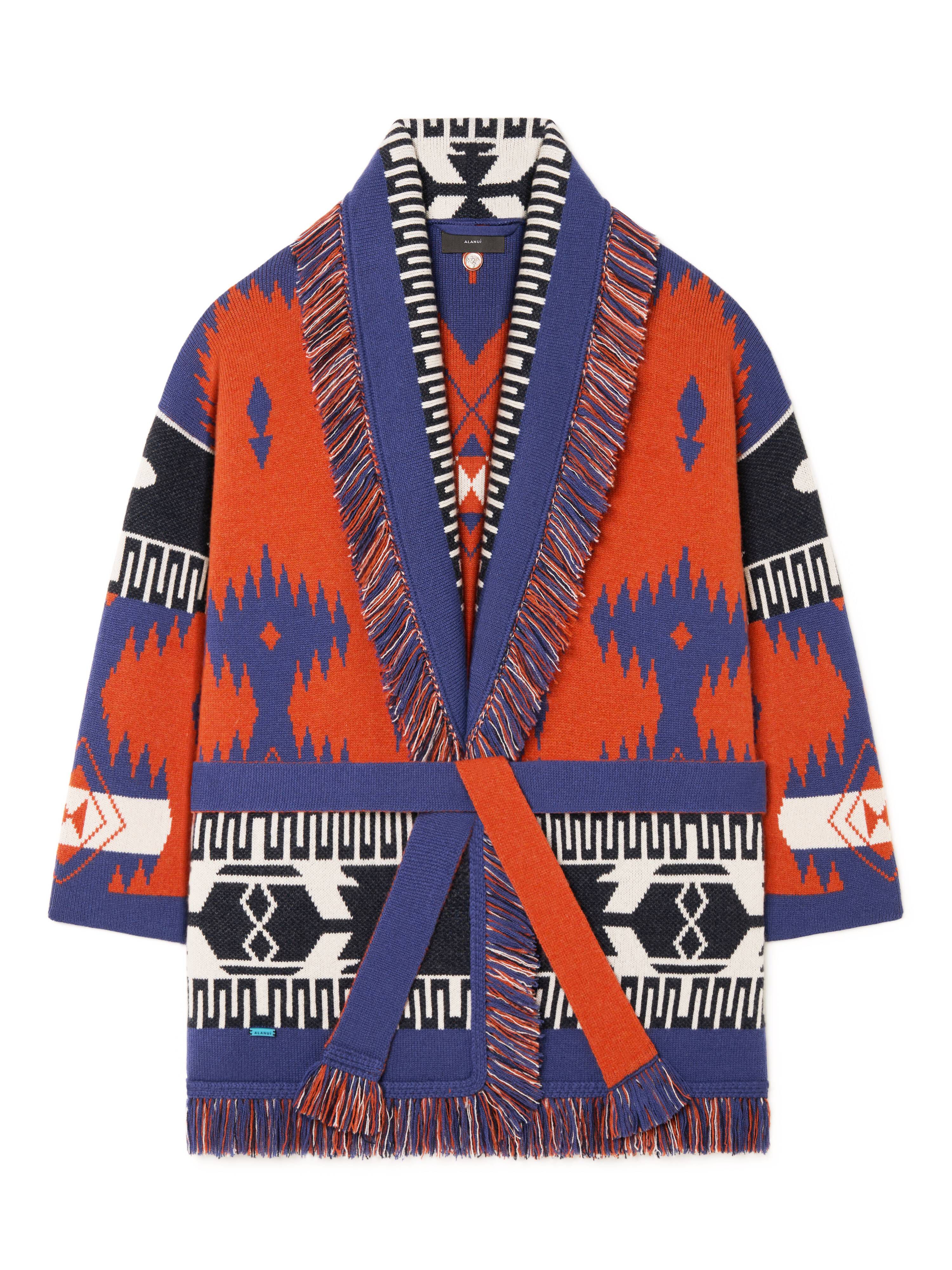 Alanui Icon Jacquard Cardigan Furnace-Indigo LWHB064R25KNI004