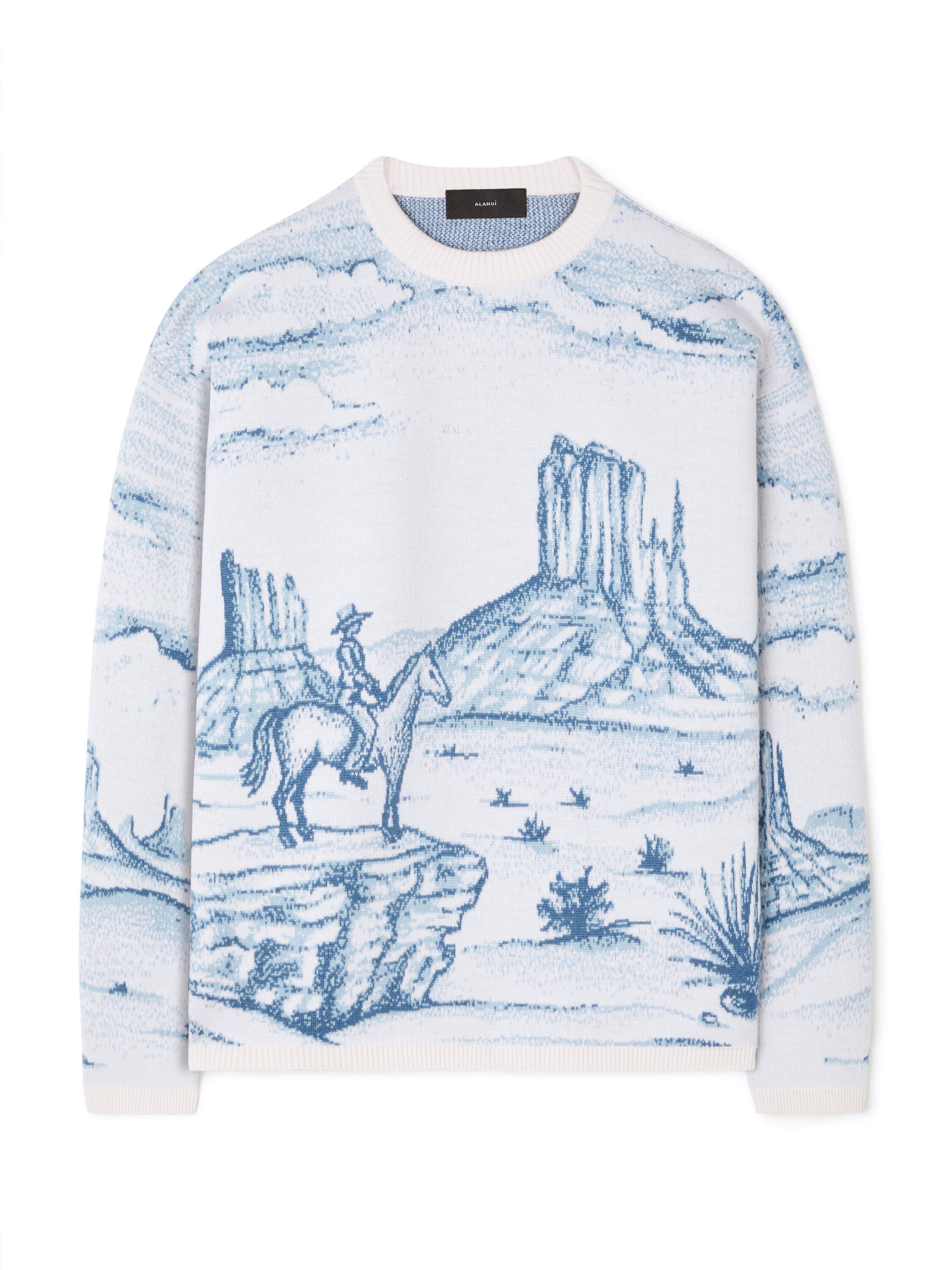 Alanui Silent Rider Sweater Chalk-Bluebell LWHE068E25KNI002