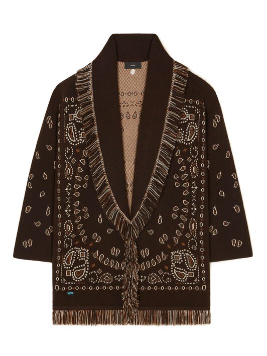 Alanui Bandana Jacquard Cardigan Coffee-Multicolor LWHB064E24KNI002