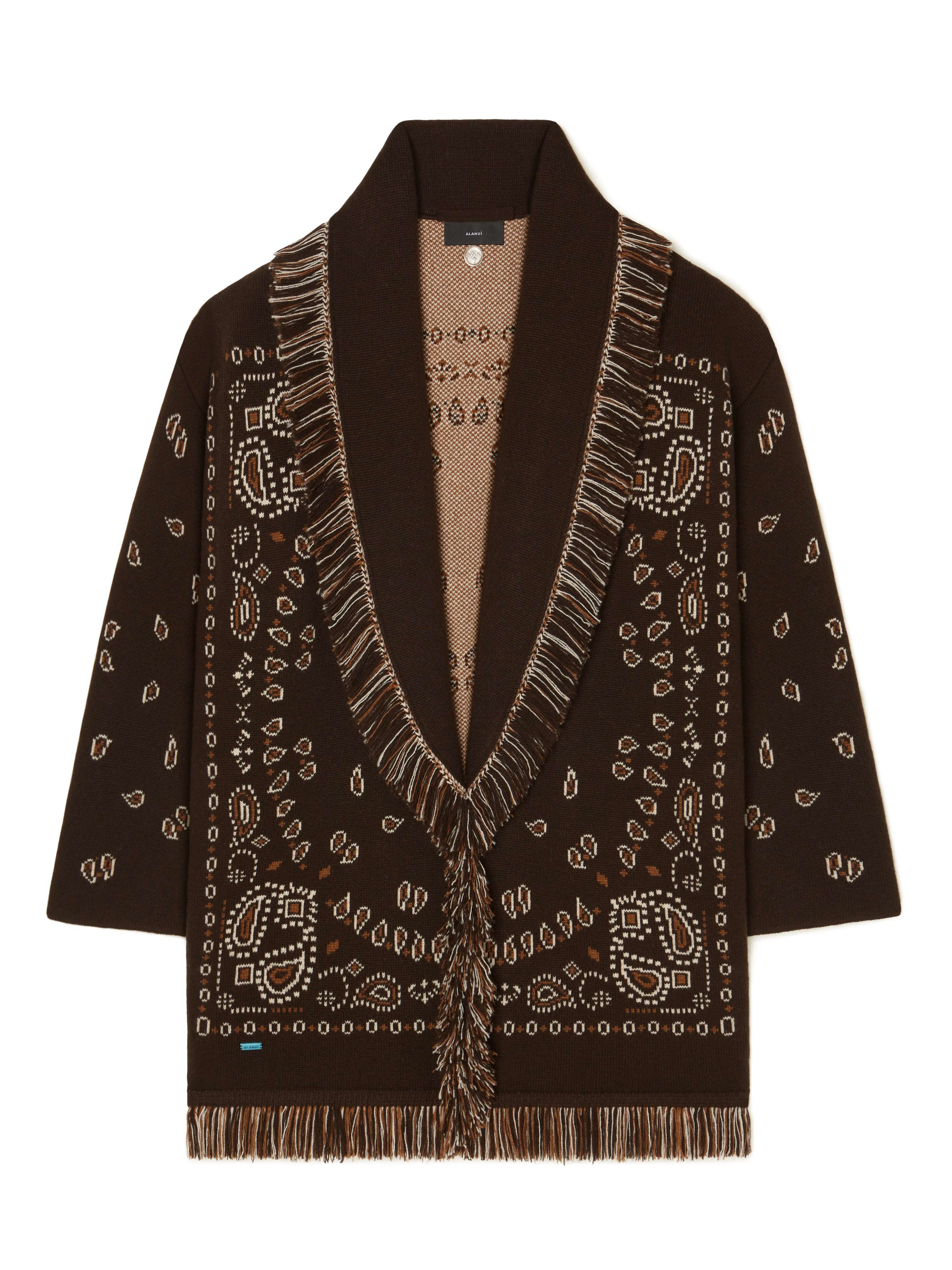 Alanui Bandana Jacquard Cardigan Coffee-Multicolor LWHB064E24KNI002