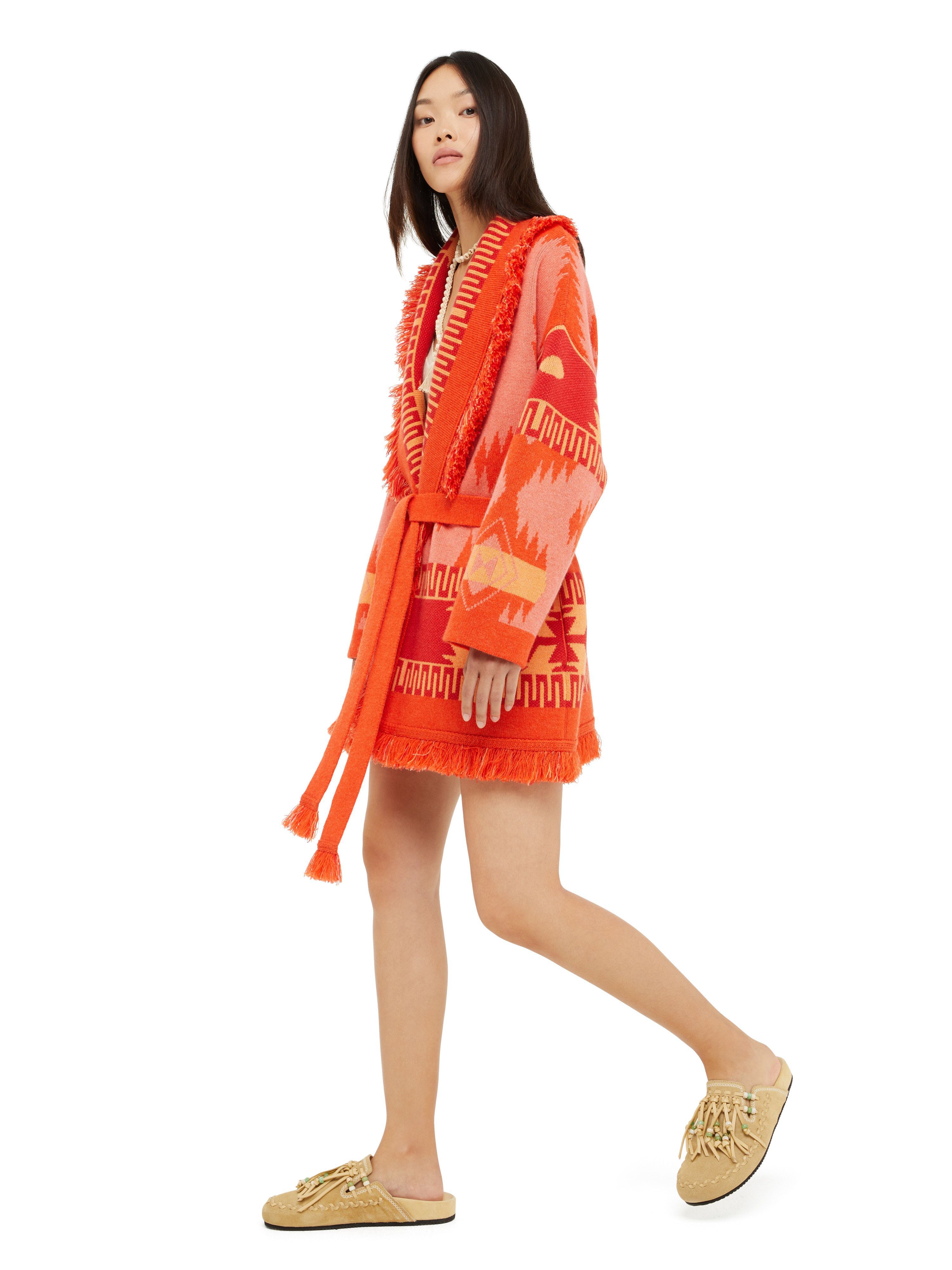 Alanui Icon Jacquard Cardigan Papaya-Sunset Orange LWHB064R24KNI001