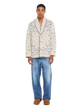 Alanui Bandana Jacquard Cardigan Chalk-Marsala