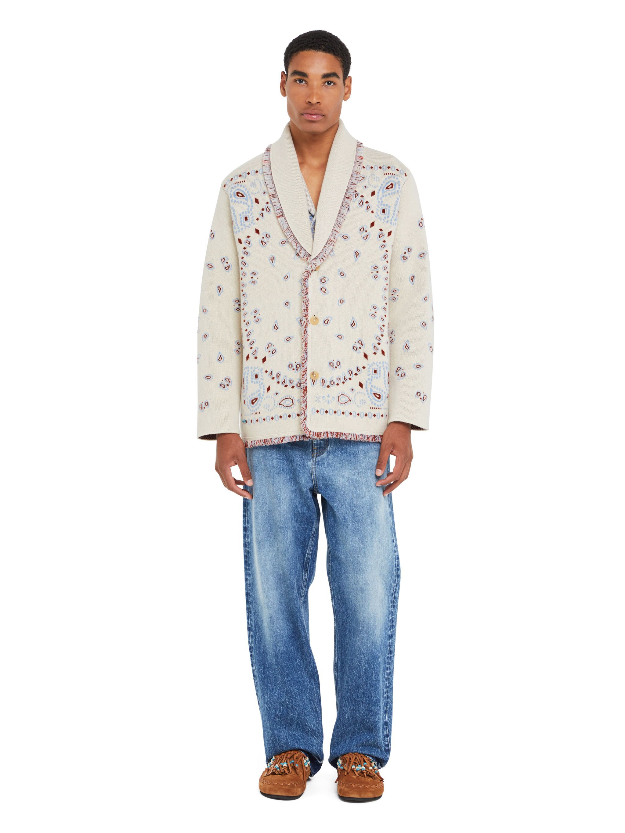 Alanui Bandana Jacquard Cardigan Chalk-Marsala LMHB039R25KNI001
