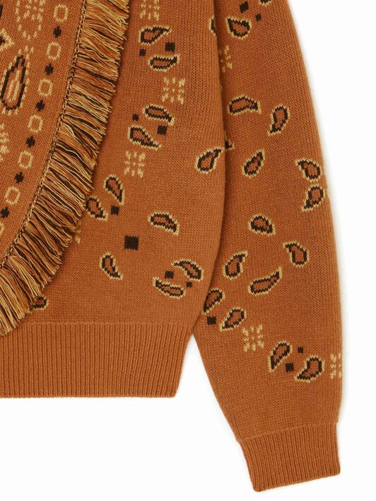 Alanui Bandana Jacquard Cardi-Bomber Tamarind-Multicolor LWHB026E24KNI001