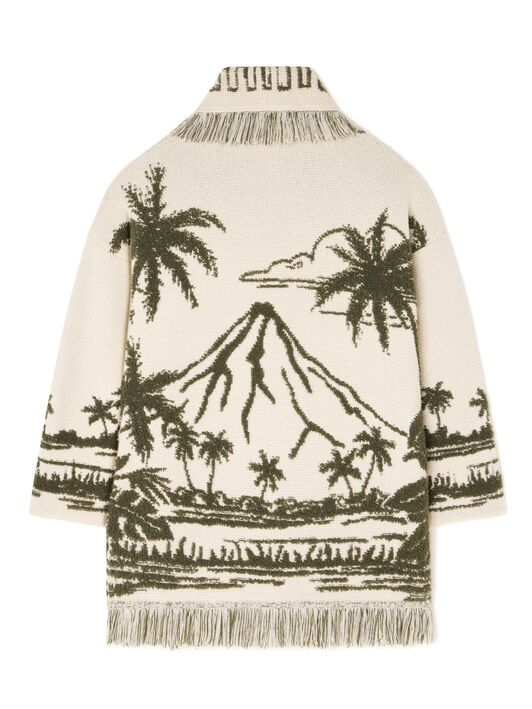 Alanui Palm Grove Tales Cardigan Ivory-Olive LWHB064E25KNI00D