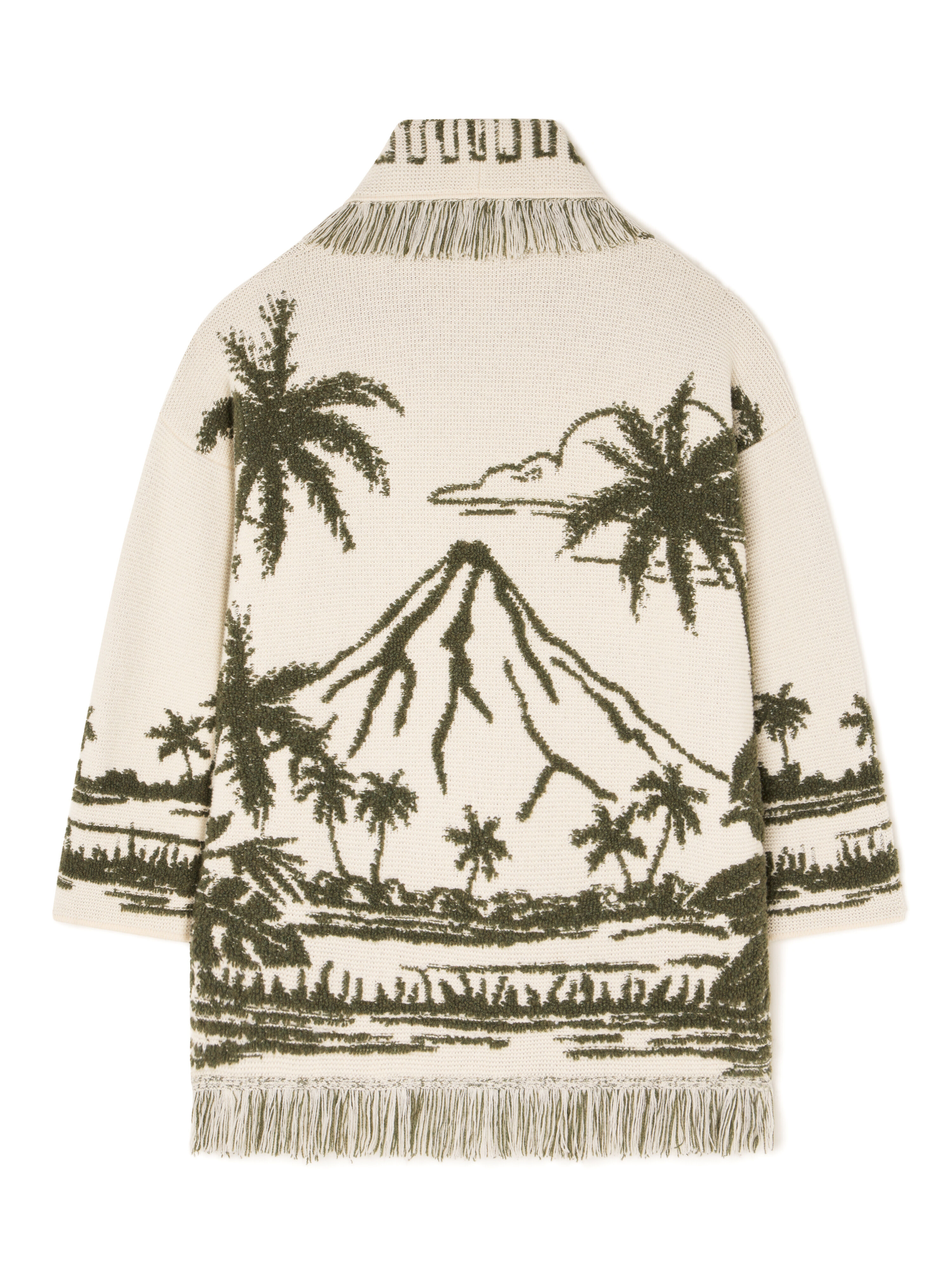 Alanui Palm Grove Tales Cardigan Ivory-Olive LWHB064E25KNI00D