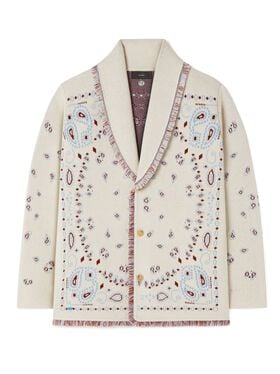 Alanui Bandana Jacquard Cardigan Chalk-Marsala
