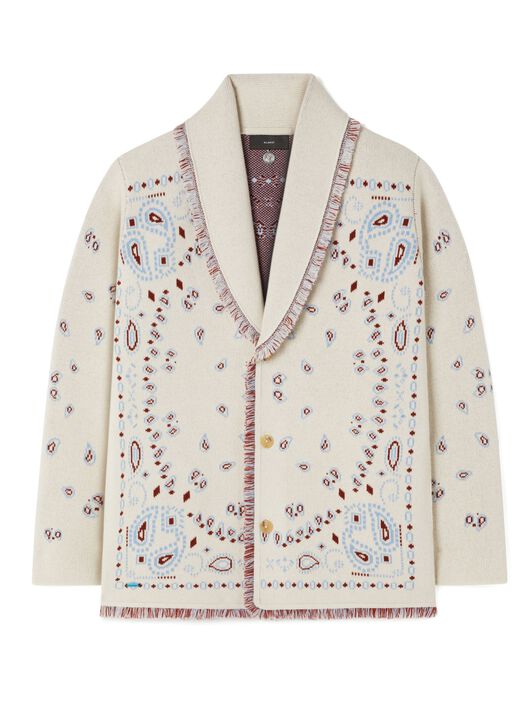 Alanui Bandana Jacquard Cardigan Chalk-Marsala LMHB039R25KNI001
