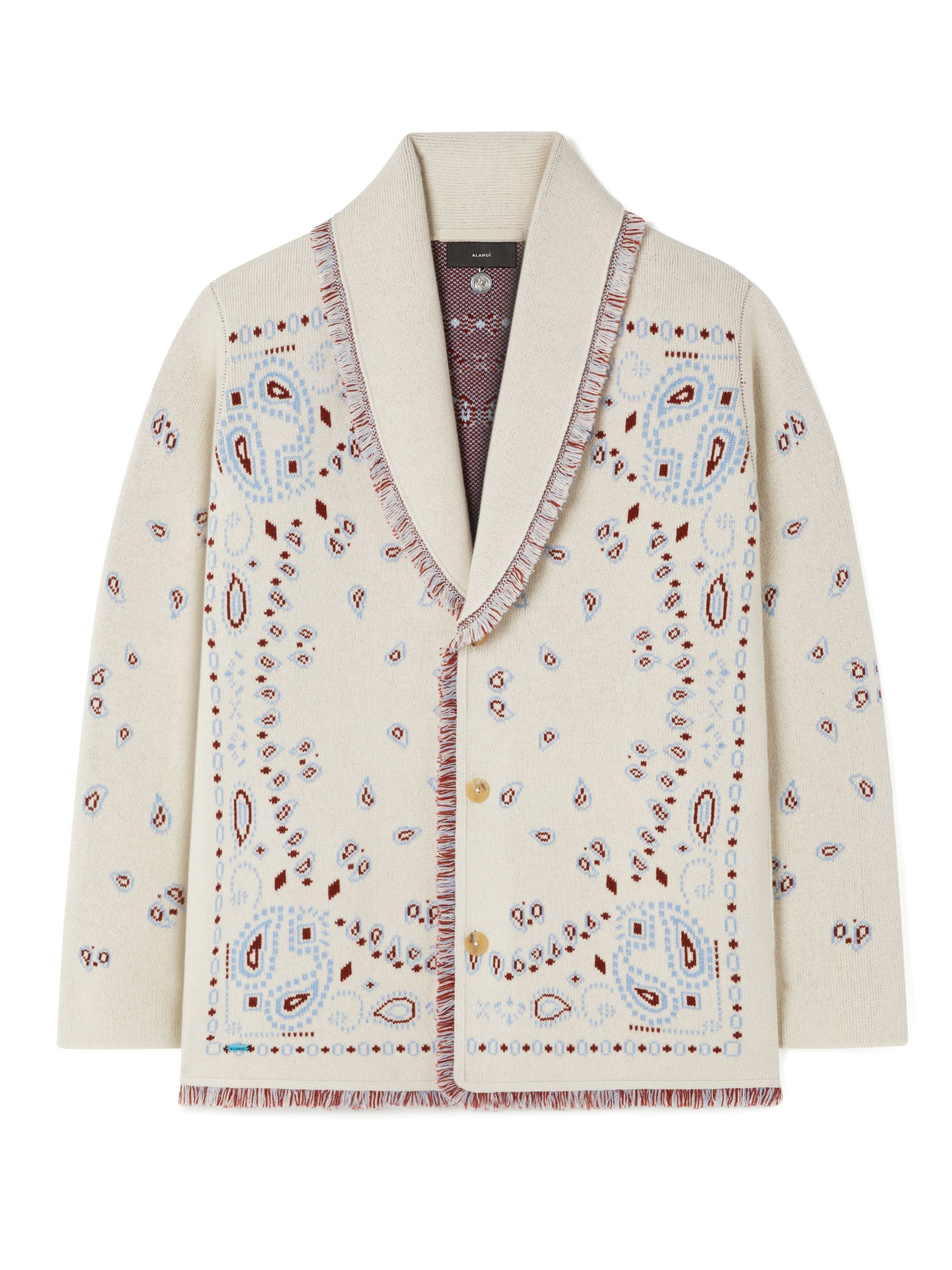 Alanui Bandana Jacquard Cardigan Chalk-Marsala LMHB039R25KNI001