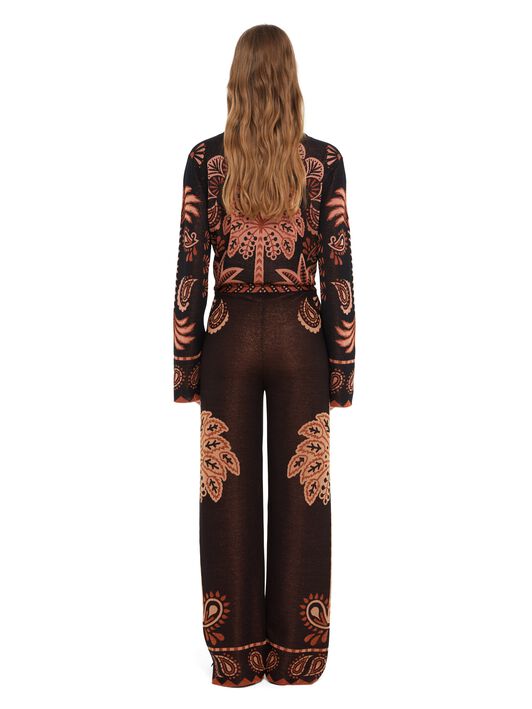 Alanui Wild Wonder Foulard Pants Black-Terracotta LWHG016R25KNI001