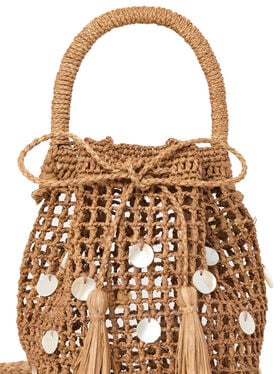 Alanui Precious Moments Raffia Satchel Bag Cocoa Delight