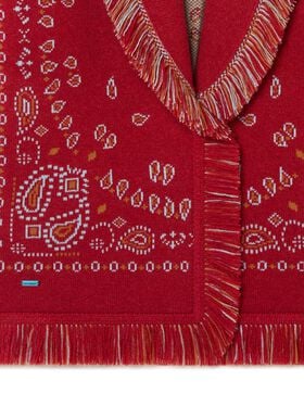 Alanui Bandana Jacquard Cardigan Ruby Red-Cognac