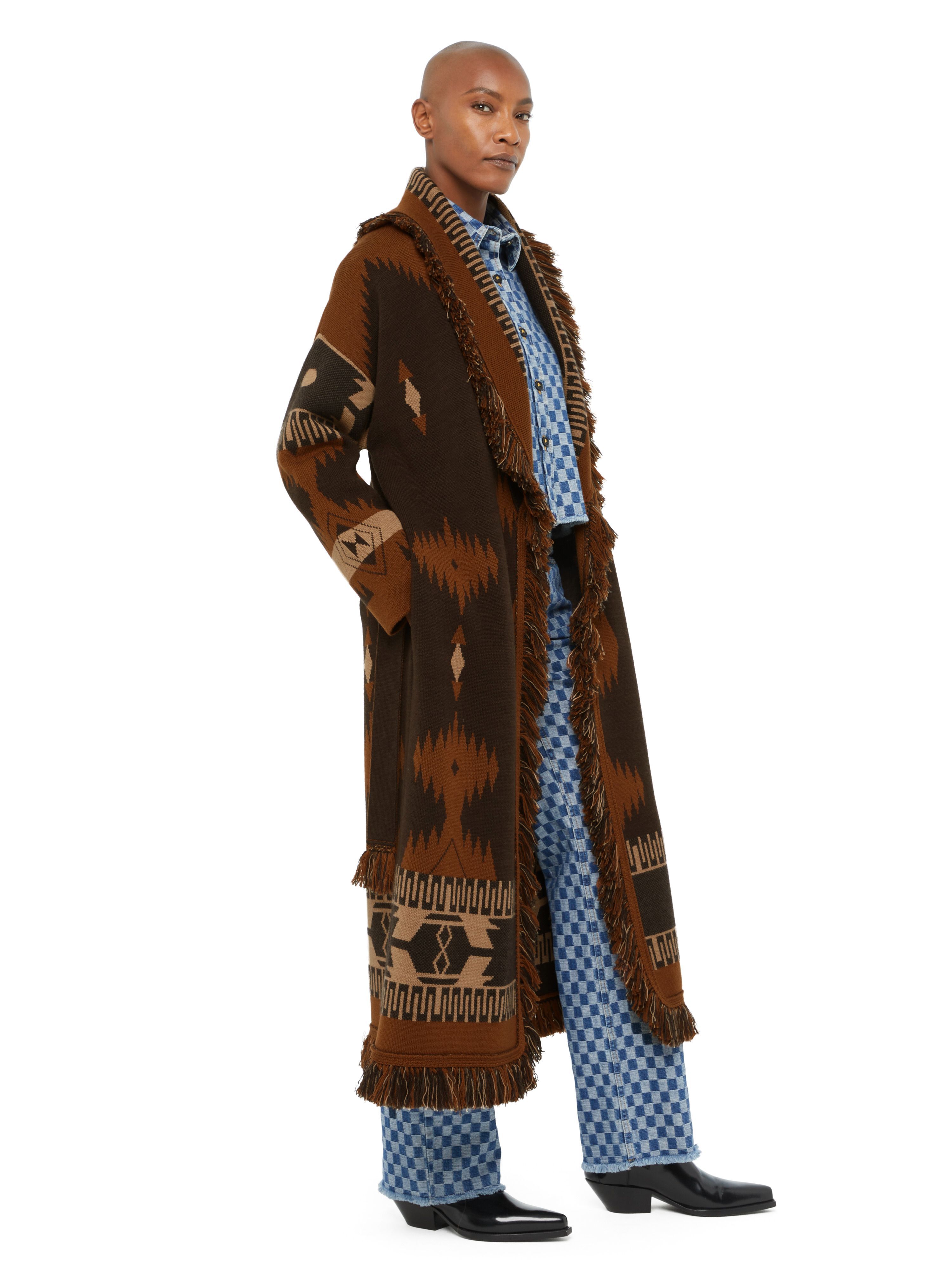 Alanui Icon Jacquard Coat Coffee-Dakar LWHQ003E24KNI002