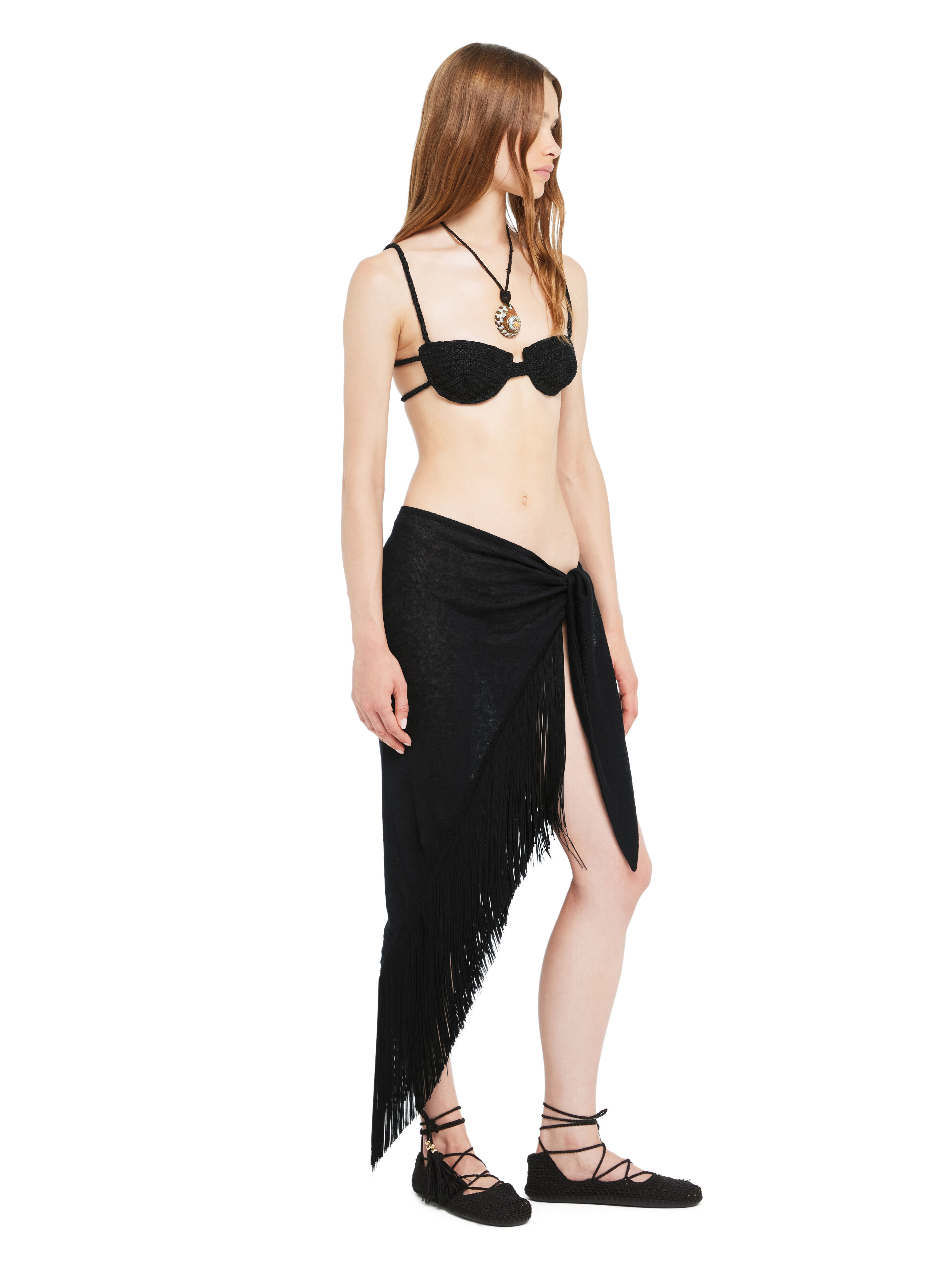 Alanui Mermaid Inside Pareo Skirt Black LWHL033R26KNI001 Alanui Mermaid Inside Pareo Skirt Black LWHL033R26KNI001