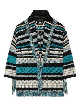 Alanui Ocean Stripes Cardigan Black-Teal