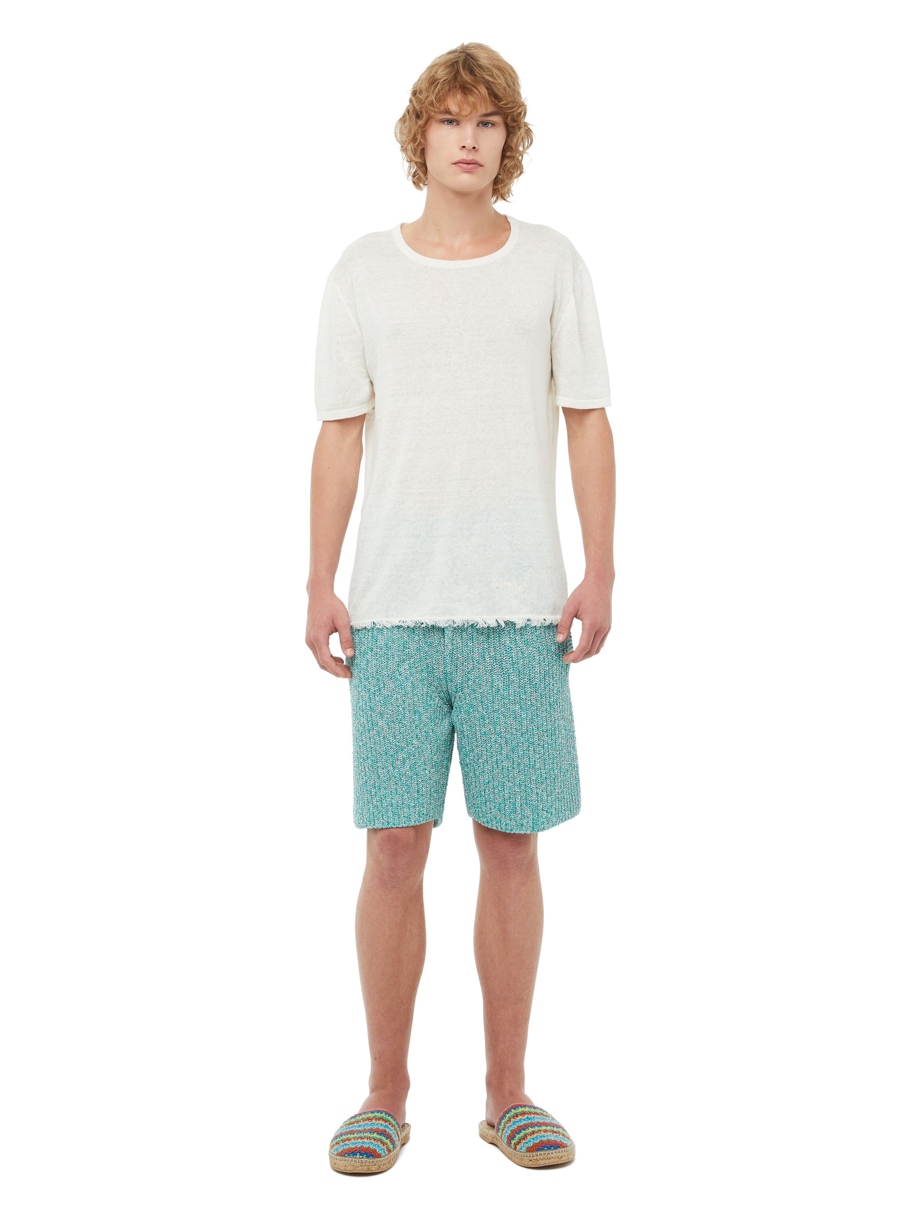 Alanui Linen Knit T-Shirt Clotted Cream LMHA043S23FAB001