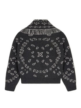 Alanui Bandana Jacquard Cardi-Bomber Charcoal-Multicolor
