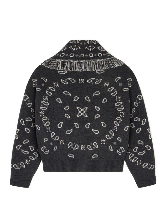 Alanui Bandana Jacquard Cardi-Bomber Charcoal-Multicolor LWHB026E25KNI001