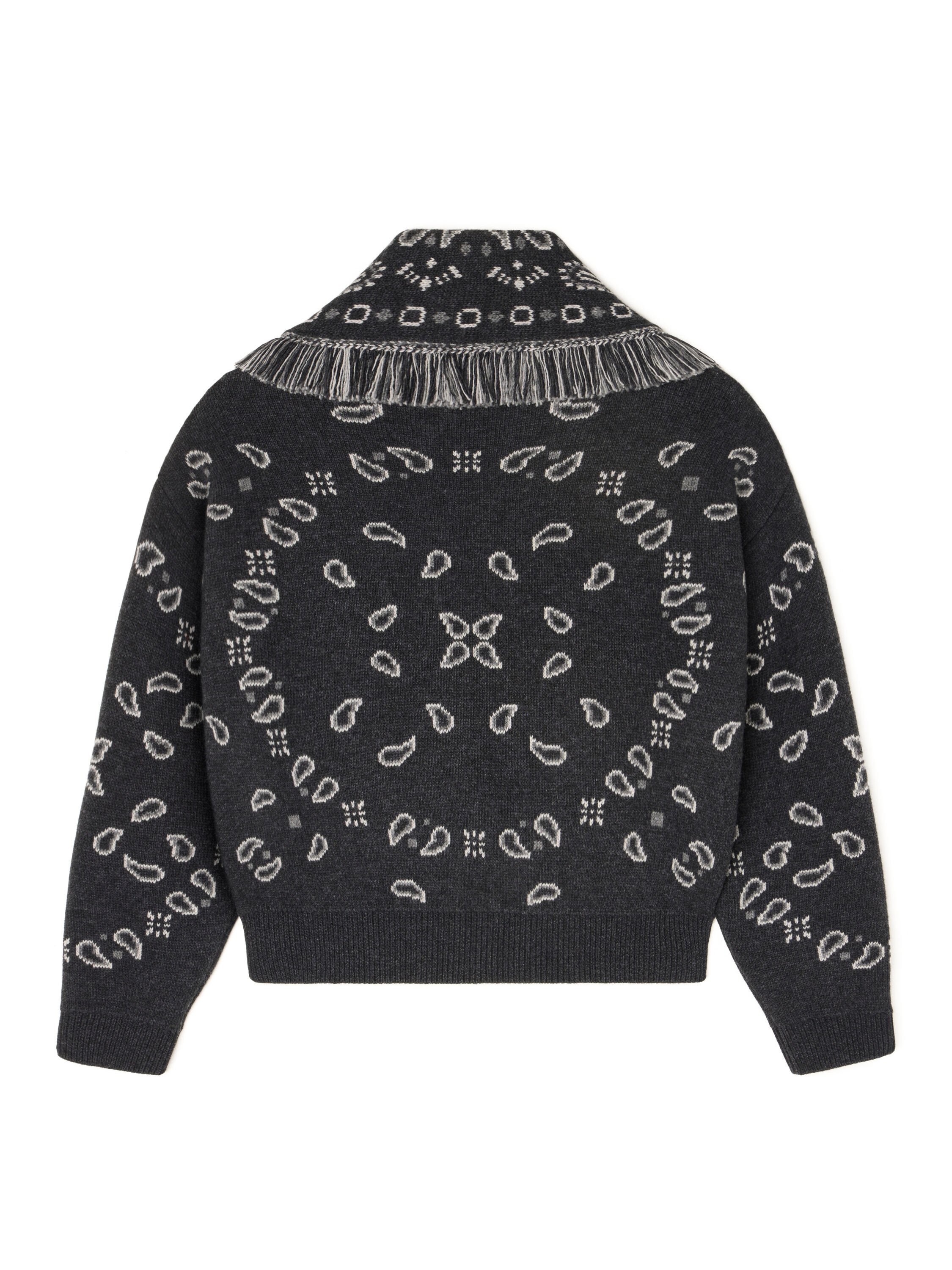 Alanui Bandana Jacquard Cardi-Bomber Charcoal-Multicolor LWHB026E25KNI001