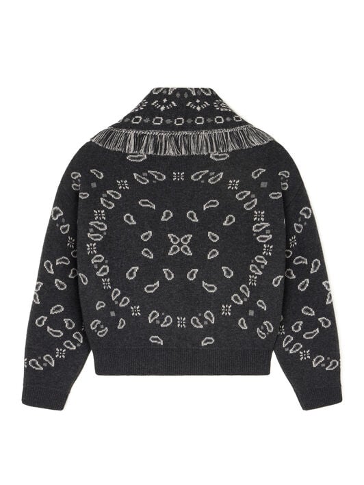 Alanui Bandana Jacquard Cardi-Bomber Charcoal-Multicolor LWHB026E25KNI001 Alanui Bandana Jacquard Cardi-Bomber Charcoal-Multicolor LWHB026E25KNI001