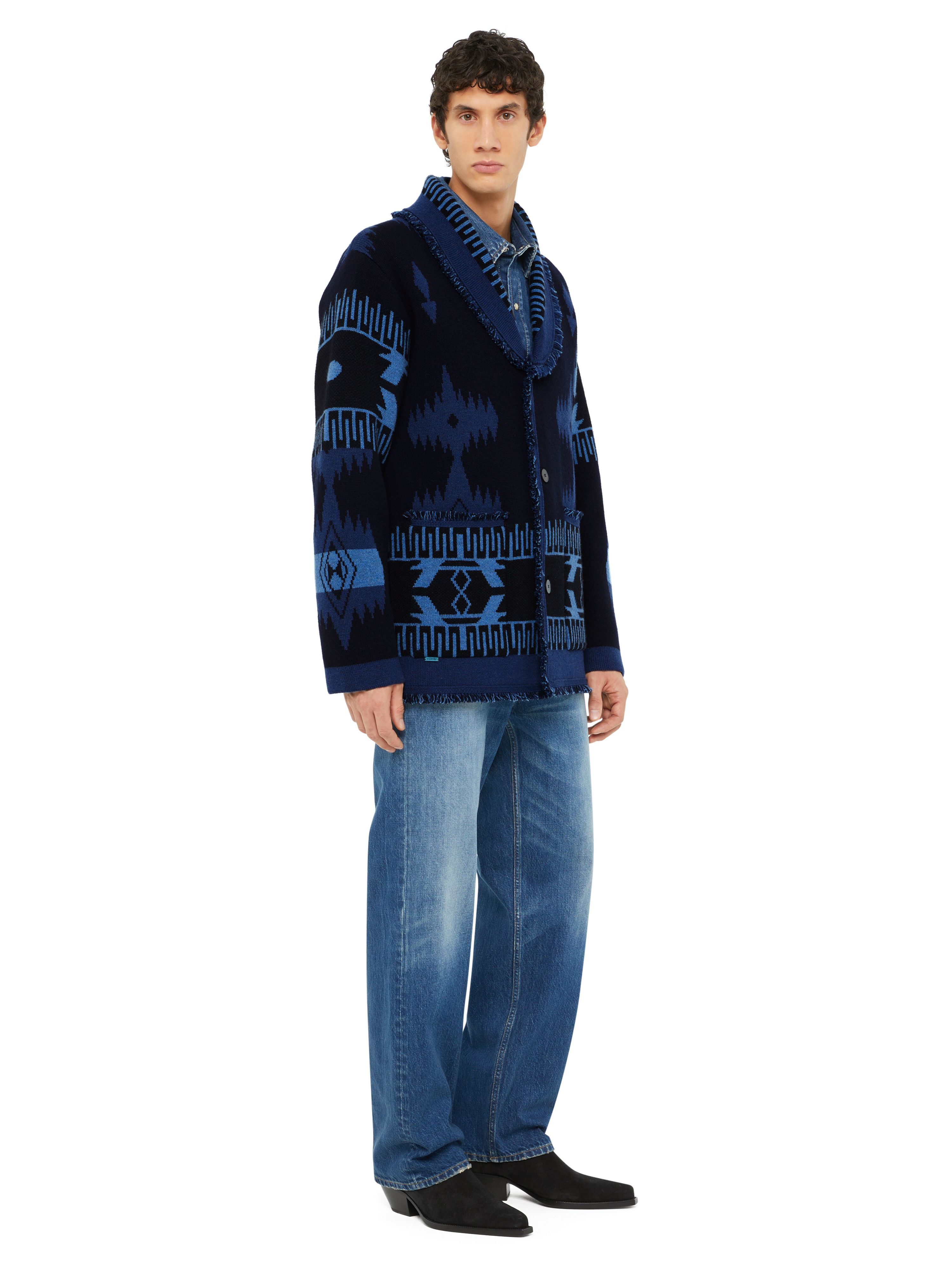 Alanui Icon Jacquard Cardigan Midnight Blue-Evening Blue LMHB038E24KNI001