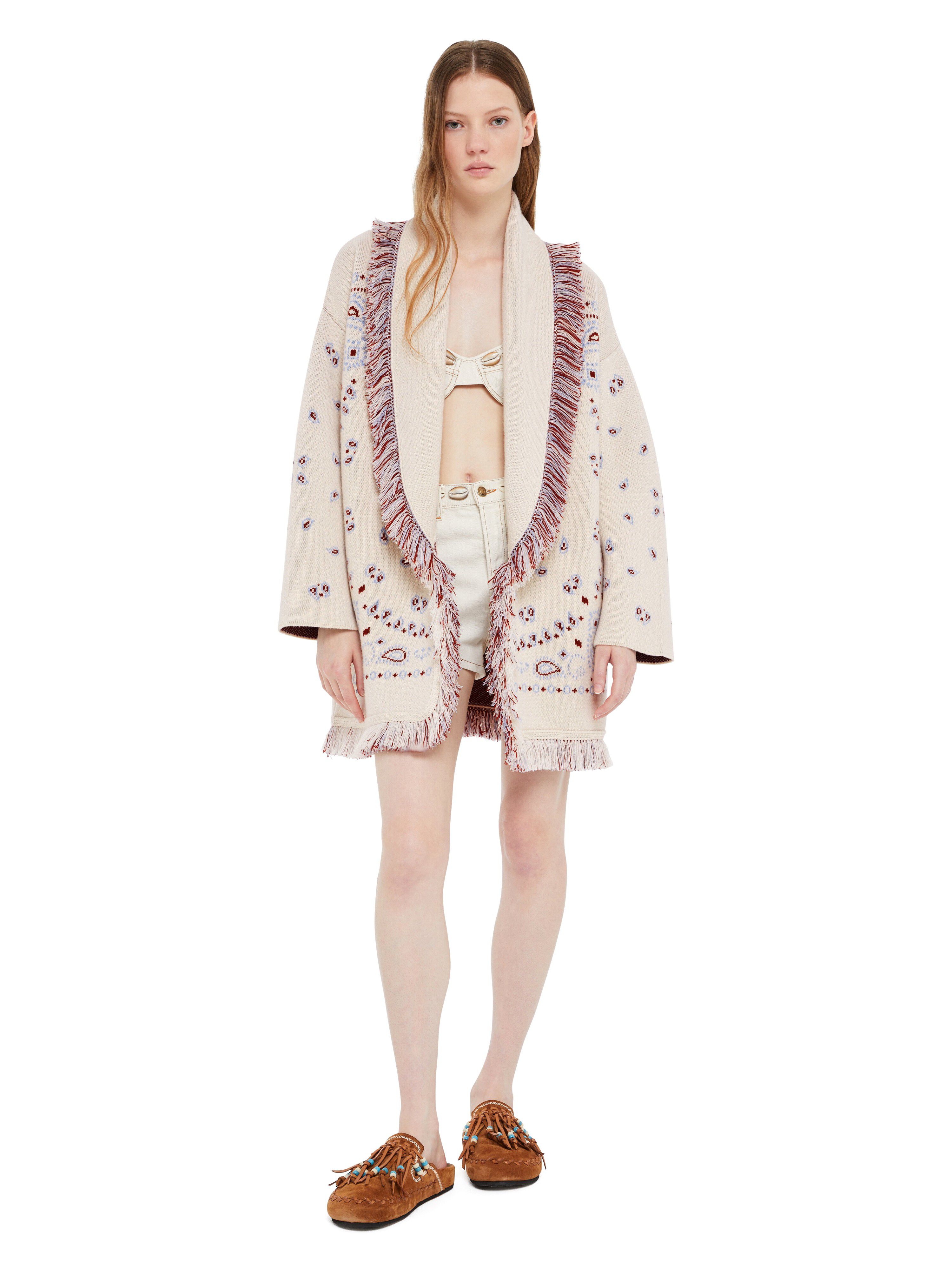 Alanui Bandana Jacquard Cardigan Chalk-Marsala LWHB064R25KNI001