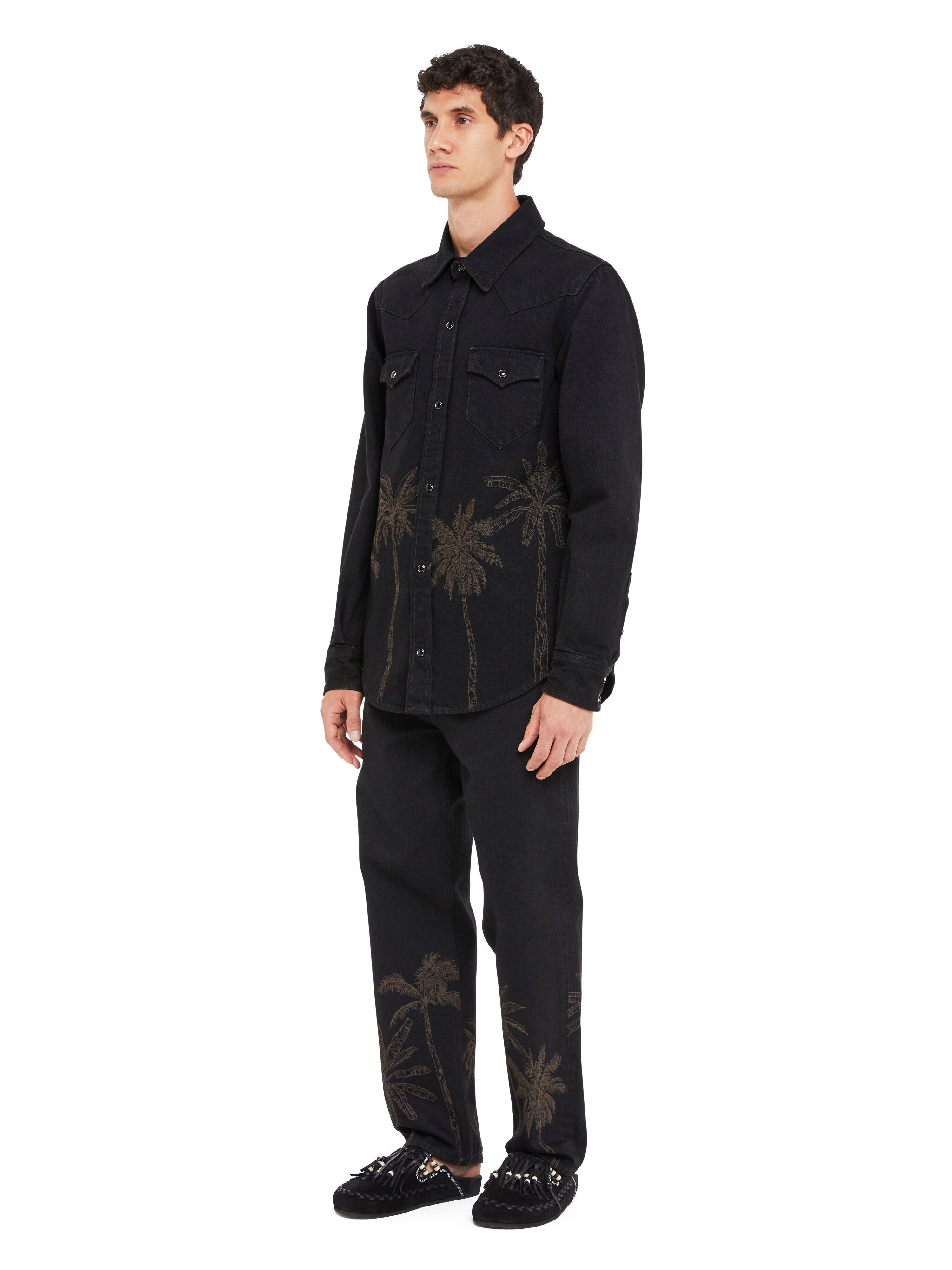 Alanui Jungle Toile De Jouy Denim Shirt Black-Almond LMYD007R25DEN004
