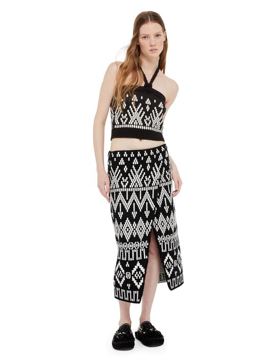 Alanui Jungle Beat Top Black-White LWHT00AR25KNI001