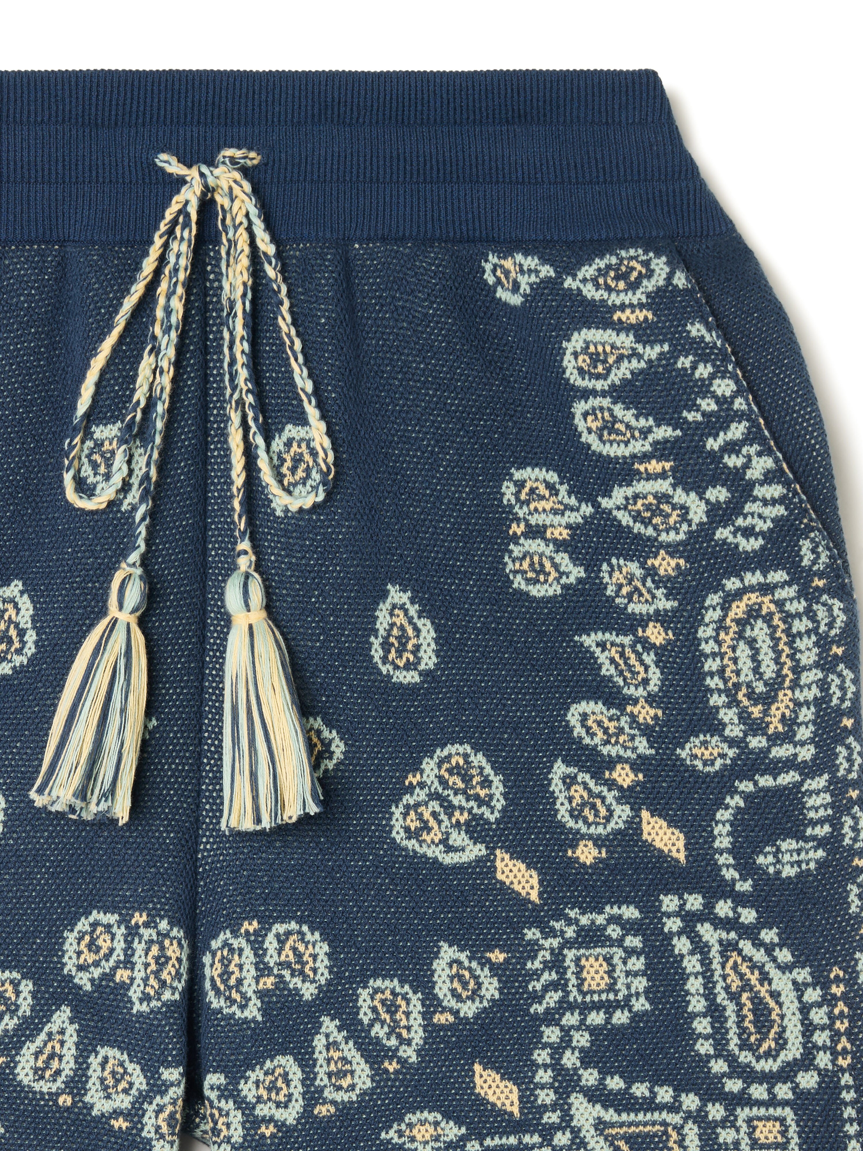 Alanui Cotton Piquet Bandana Bermuda Arbour-Light Blue LMHM003R26KNI002 Alanui Cotton Piquet Bandana Bermuda Arbour-Light Blue LMHM003R26KNI002