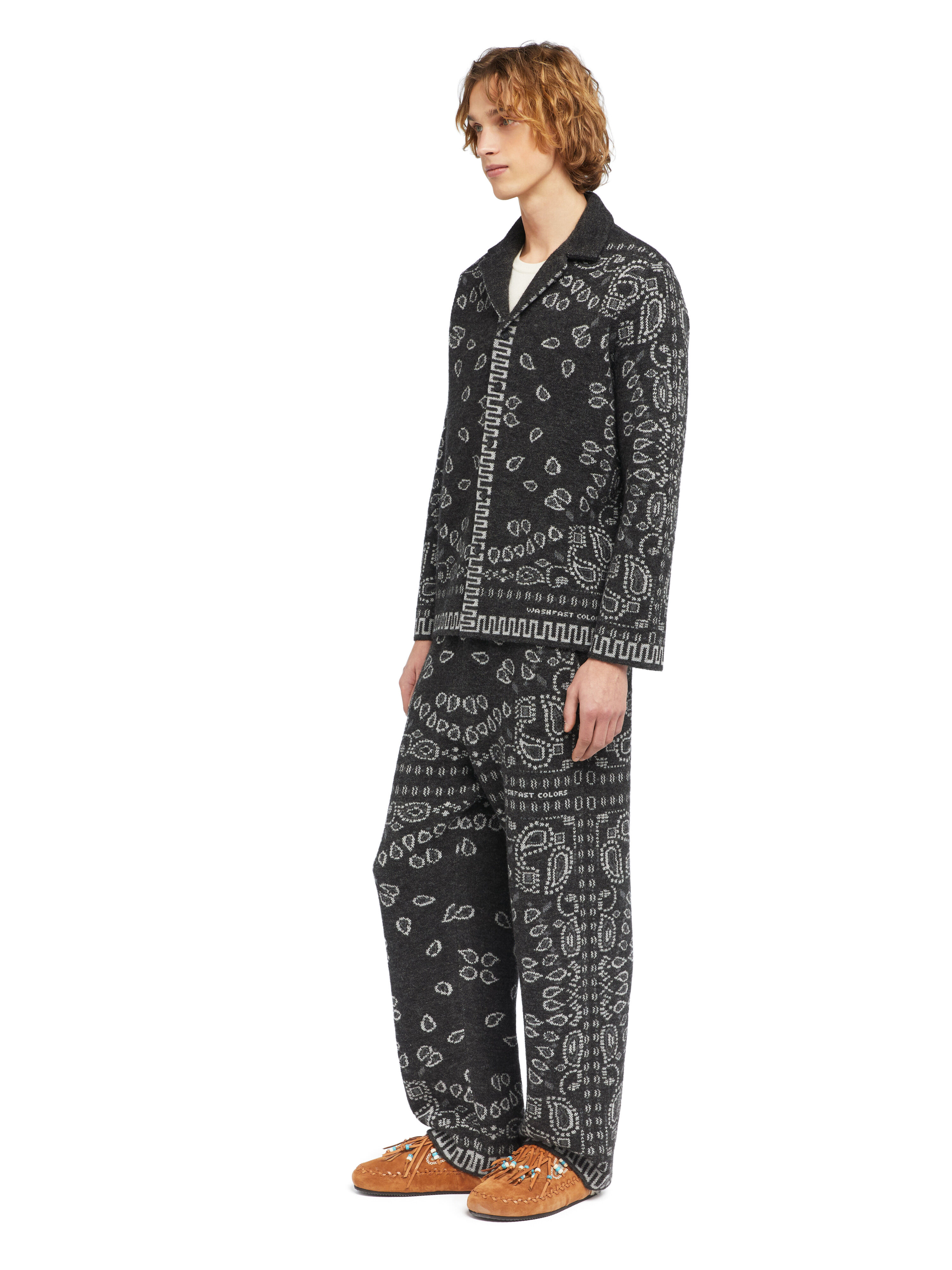 Alanui Bandana Jacquard Shirt Charcoal-Multicolor LMHY005E25KNI001