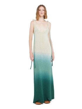 Alanui Wave Bloom Dress Green Tide-Chalk