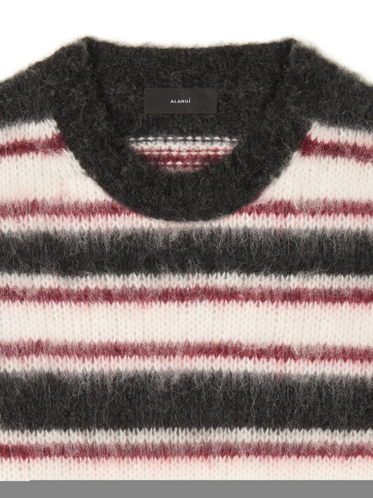 Alanui Grunge Stripes Sweater Charcoal-Ruby LWHE068E25KNI003