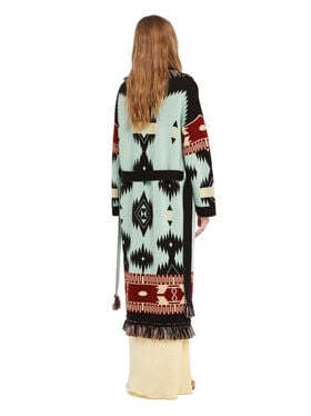 Alanui Icon Jacquard Coat Wave-Sandal Wood