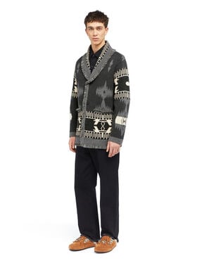 Alanui Icon Jacquard Cardigan Charcoal-Ardesia