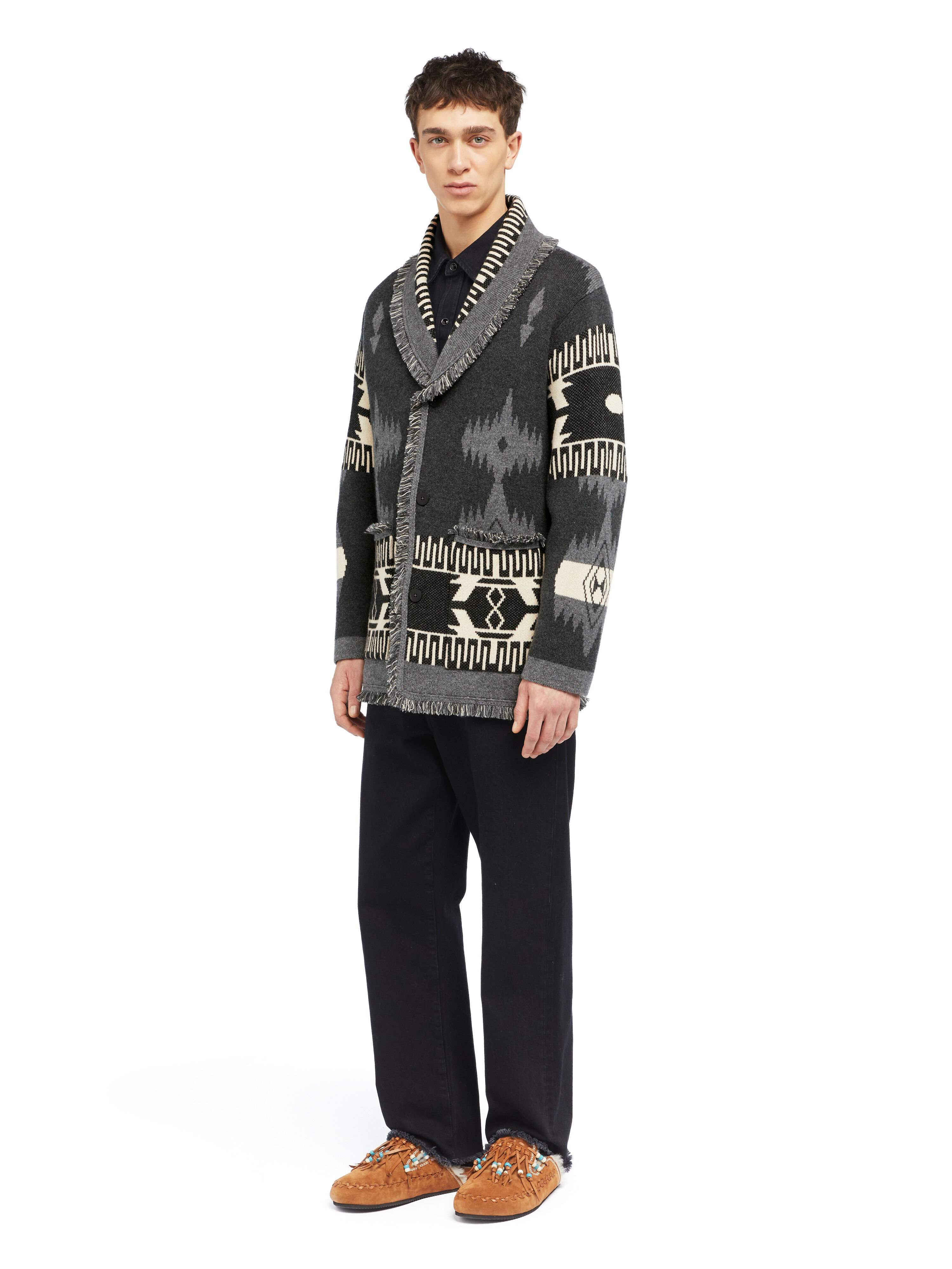 Alanui Icon Jacquard Cardigan Charcoal-Ardesia LMHB038E25KNI001