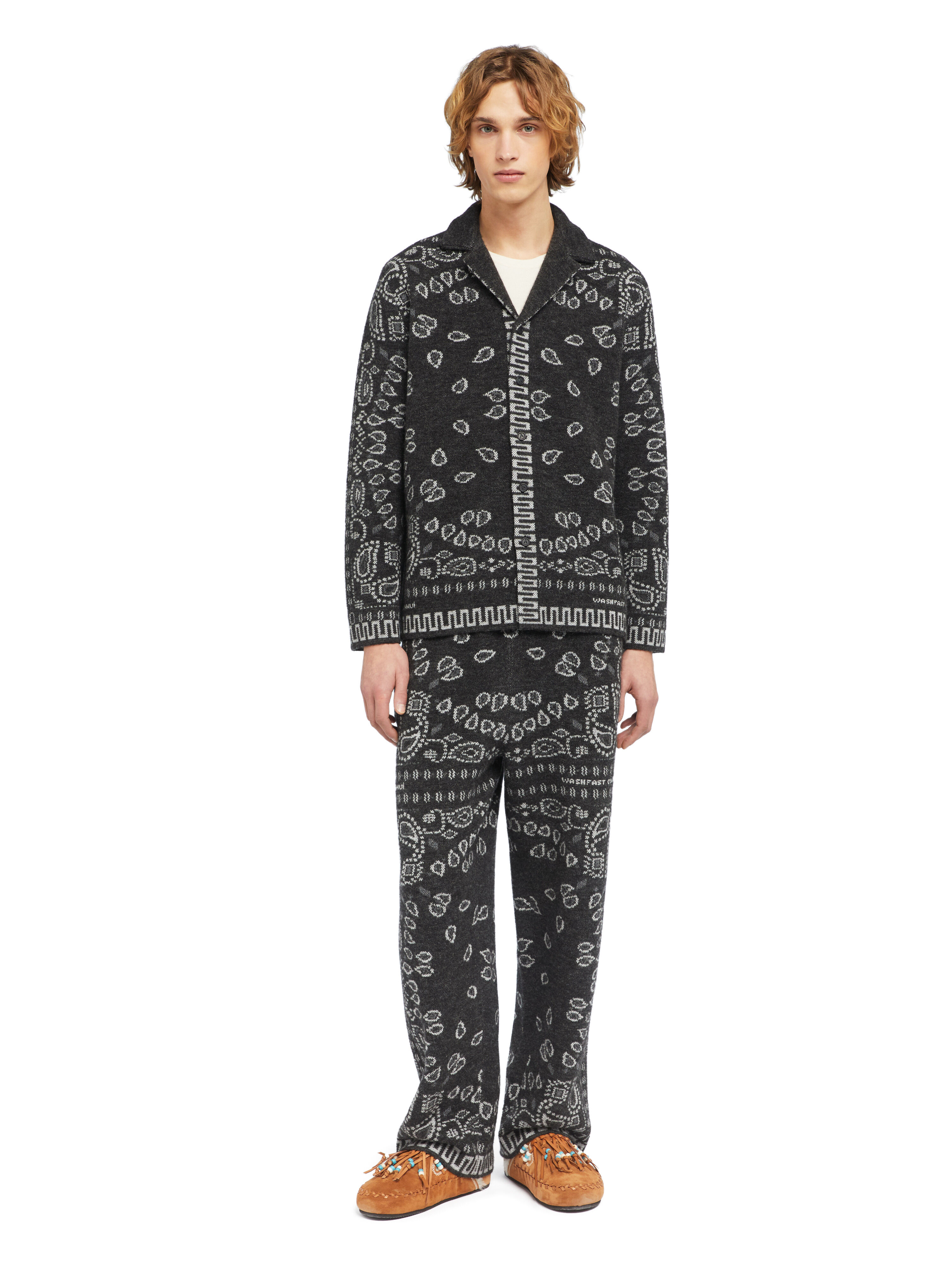 Alanui Bandana Jacquard Shirt Charcoal-Multicolor LMHY005E25KNI001