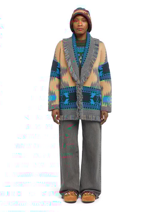 Alanui Icon Jacquard Cardigan Camel-Iron LWHB064E25KNI002 Alanui Icon Jacquard Cardigan Camel-Iron LWHB064E25KNI002