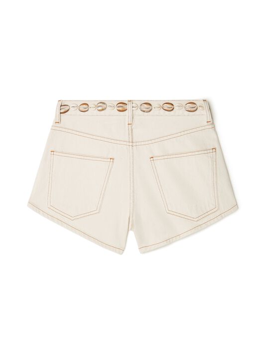 Alanui Ocean Dream Denim Shorts White Raw Denim LWYC009R25DEN003