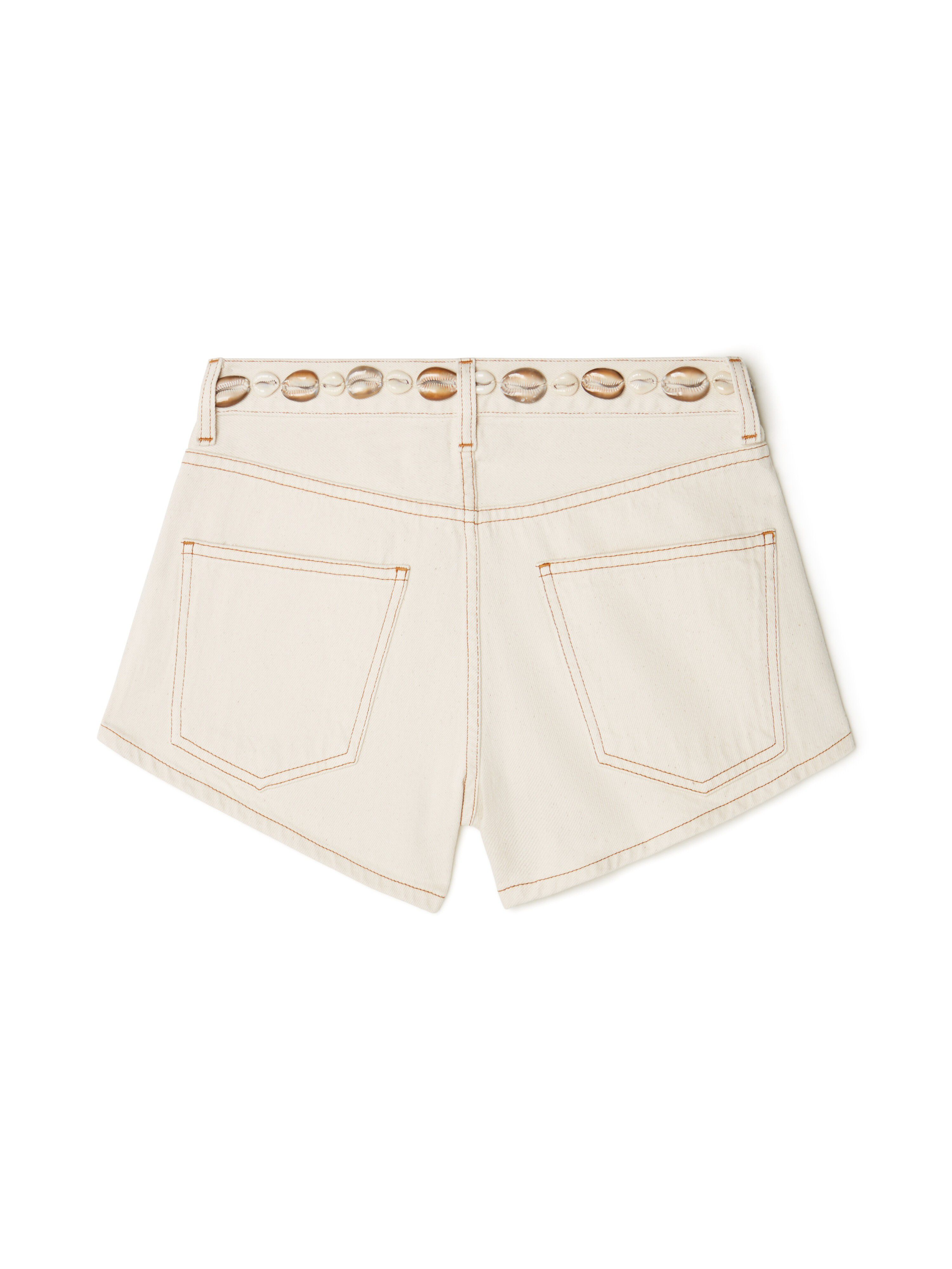 Alanui Ocean Dream Denim Shorts White Raw Denim LWYC009R25DEN003