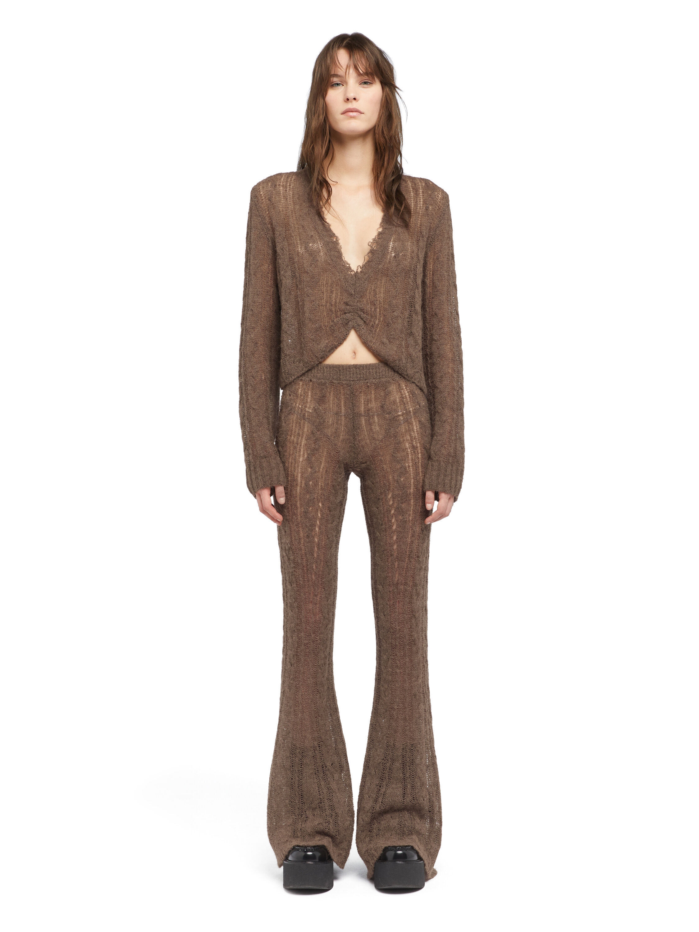 Alanui Desert Drift V Neck Dark Dust LWHD001E25KNI001
