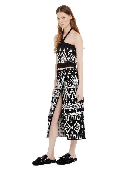 Alanui Jungle Beat Top Black-White LWHT00AR25KNI001