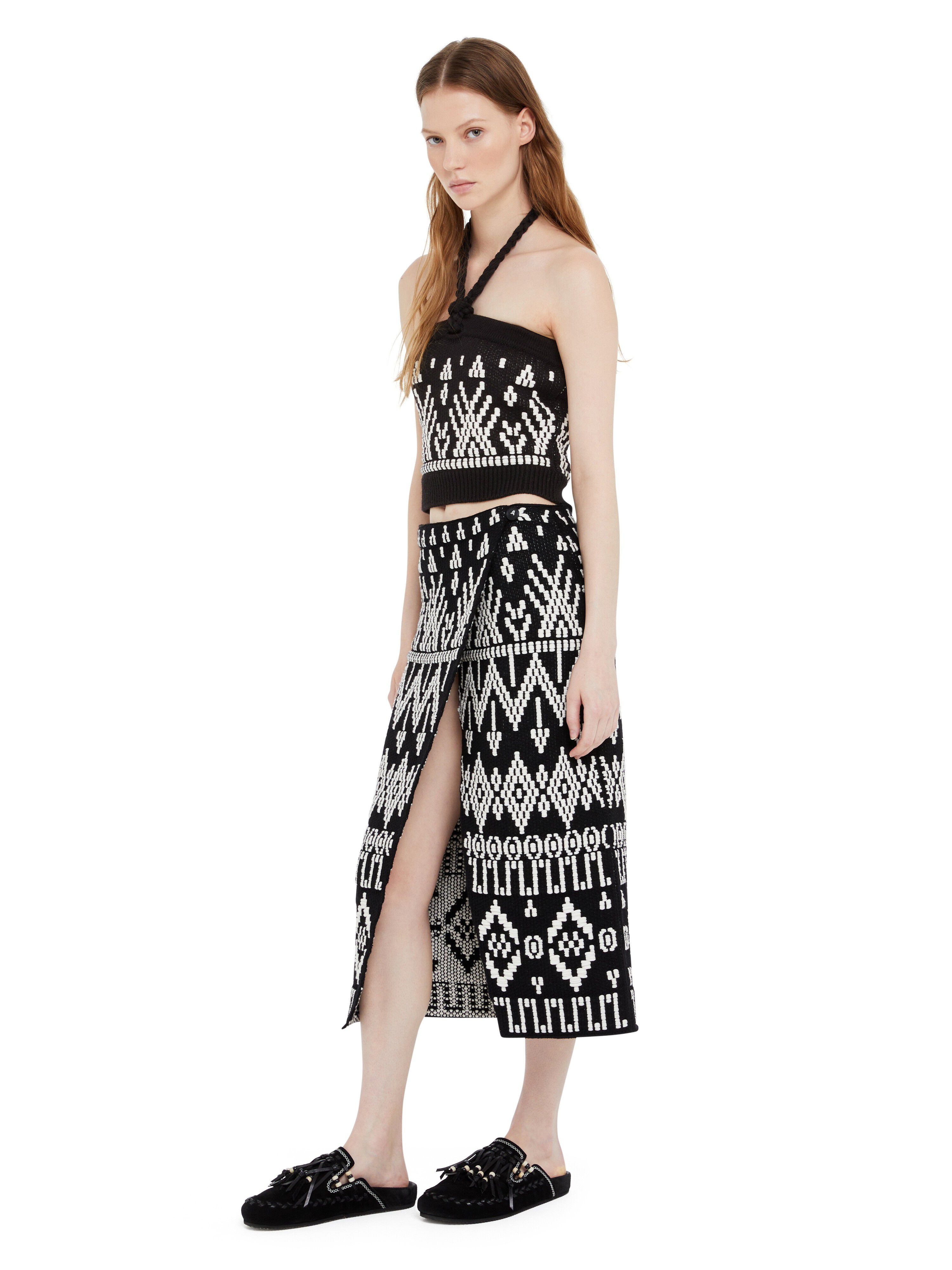 Alanui Jungle Beat Top Black-White LWHT00AR25KNI001
